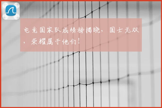电竞国家队成绩榜揭晓，国士无双，荣耀属于他们！